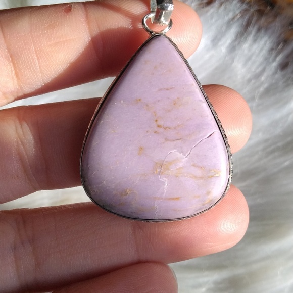 Phosphosiderite Silver Plated Gemstone Necklace Pendant - Picture 2 of 4